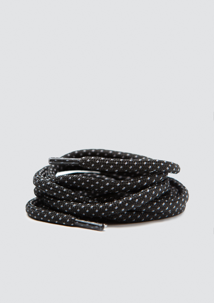 Shoelace 1552-В5/130 round black with grey dots Davis 130 cm
